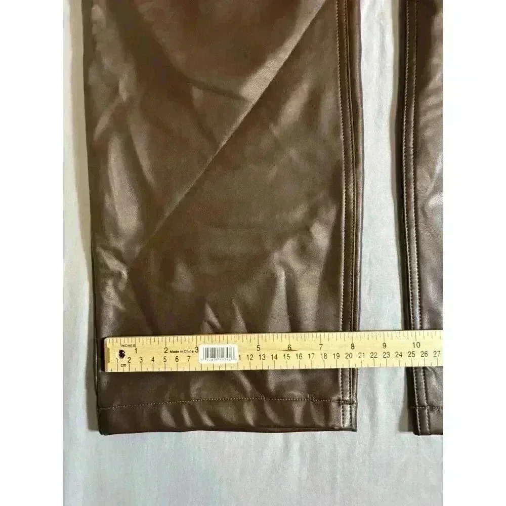 Abercrombie Womens The 90s Straight Ultra High Rise Vegan Leather Pants 36/22 L - Picture 4 of 6